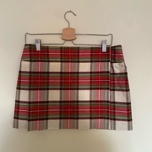 Burberry Nova Check London Red Wool Wrap Mini Skirt - Christmas